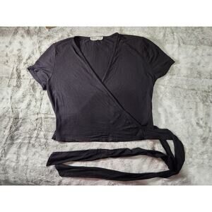 Sozy Elena Black Soft Wrap Crop Top Size S
